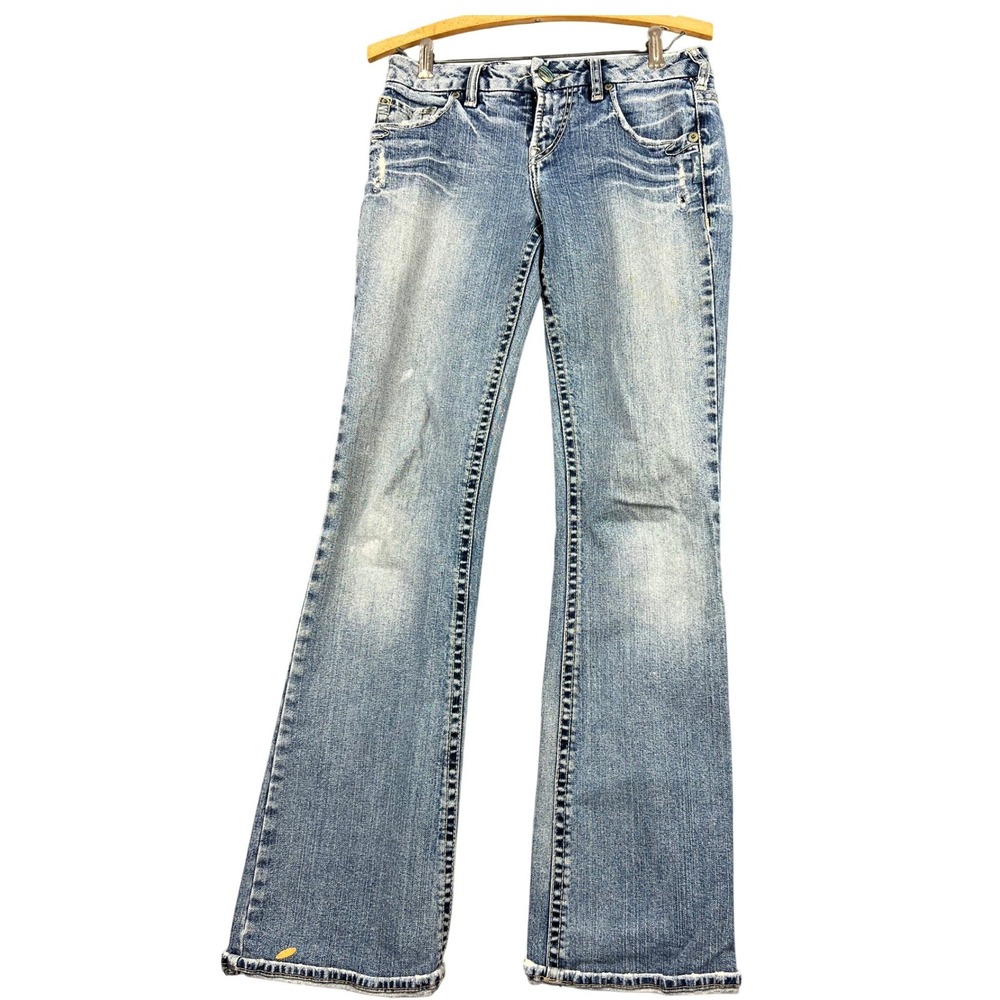 Silver Jeans Co Jeans Womens 27 Emily Bootcut Light Blue Distressed Denim FAIR